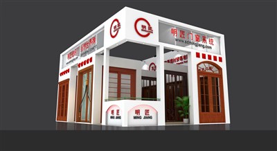 54平米展臺(tái)設(shè)計(jì)制作：二面開口/現(xiàn)代/木質(zhì)結(jié)構(gòu)/白色，為建材展展商而作（免費(fèi)使用）