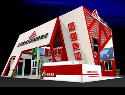 108平米展臺設(shè)計制作：三面開口/前衛(wèi)/木質(zhì)結(jié)構(gòu)/紅色，為建材展展商而作（免費使用）
