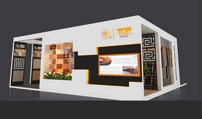 100平米展臺(tái)設(shè)計(jì)制作：三面開口/現(xiàn)代/木質(zhì)結(jié)構(gòu)/白色，為建材展展商而作（免費(fèi)使用）