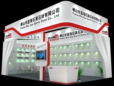40平米展臺設計制作：二面開口/現(xiàn)代/木質(zhì)結構/白色，為建材展展商而作（免費使用）