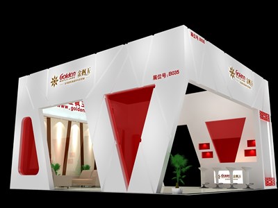 56平米展臺(tái)設(shè)計(jì)制作：三面開口/現(xiàn)代/木質(zhì)結(jié)構(gòu)/白色，為建材展展商而作（免費(fèi)使用）