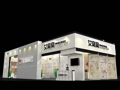 166.5平米展臺(tái)設(shè)計(jì)制作：二面開口/現(xiàn)代/木質(zhì)結(jié)構(gòu)/米色，為建材展展商而作（免費(fèi)使用）
