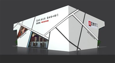 192平米展臺設(shè)計制作：三面開口/現(xiàn)代/木質(zhì)結(jié)構(gòu)/白色，為建材展展商而作（免費使用）