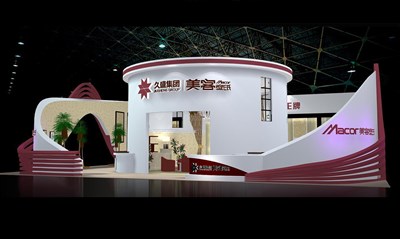 270平米展臺設(shè)計制作：三面開口/現(xiàn)代/木質(zhì)結(jié)構(gòu)/白色，為建材展展商而作（免費使用）
