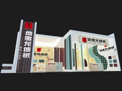 135平米展臺設計制作：二面開口/現(xiàn)代/木質(zhì)結構/白色，為建材展展商而作（免費使用）