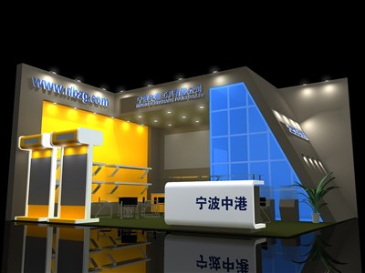 42平米展臺(tái)設(shè)計(jì)制作：二面開口/現(xiàn)代/木質(zhì)結(jié)構(gòu)/灰色，為建材展展商而作（免費(fèi)使用）