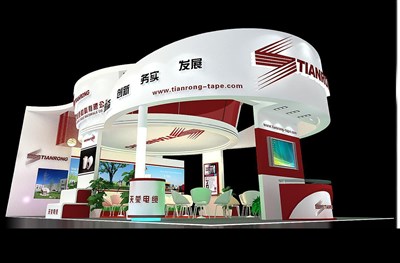 96平米展臺設計制作：三面開口/現代/木質結構/白色，為建材展展商而作（免費使用）