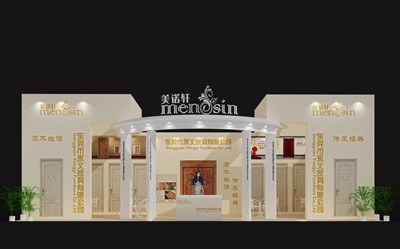58.5平米展臺設計制作：一面開口/歐式/木質結構/白色，為建材展展商而作（免費使用）