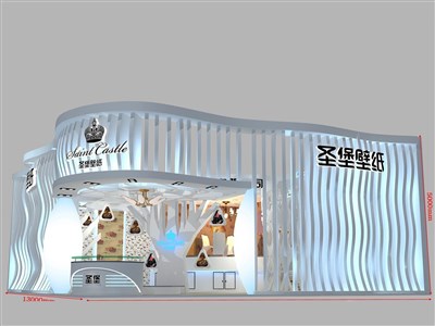 143平米展臺設(shè)計制作：二面開口/現(xiàn)代/木質(zhì)結(jié)構(gòu)/白色，為建材展展商而作（免費使用）