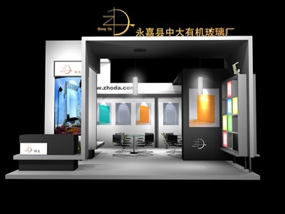 36平米展臺設(shè)計制作：三面開口/現(xiàn)代/木質(zhì)結(jié)構(gòu)/灰色，為建材展展商而作（免費使用）