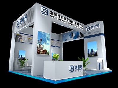 36平米展臺設(shè)計(jì)制作：三面開口/現(xiàn)代/木質(zhì)結(jié)構(gòu)/白色，為建材展展商而作（免費(fèi)使用）