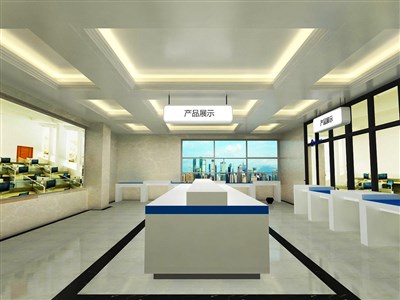 100平米展廳設(shè)計(jì)制作：現(xiàn)代/白色，產(chǎn)品類展廳-青島牧野（免費(fèi)使用）