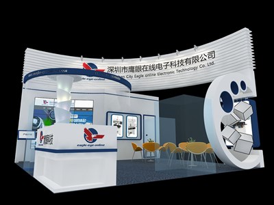 36平米展臺設(shè)計制作：三面開口/現(xiàn)代/木質(zhì)結(jié)構(gòu)/白色，為電子展展商而作（免費使用）