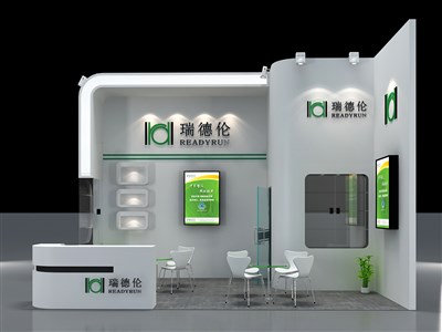 24平米展臺設計制作：二面開口/現(xiàn)代/木質(zhì)結(jié)構(gòu)/白色，為美博會展商而作（免費使用）