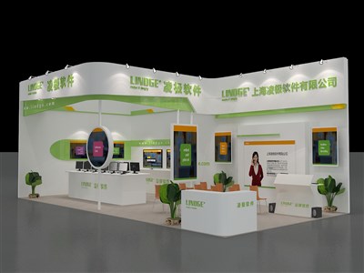 72平米展臺(tái)設(shè)計(jì)制作：二面開口/前衛(wèi)/木質(zhì)結(jié)構(gòu)/藍(lán)色，為電子展展商而作（免費(fèi)使用）