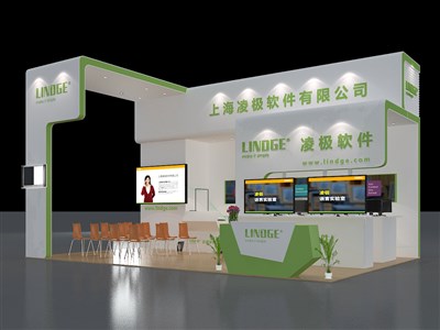 54平米展臺設計制作：三面開口/現(xiàn)代/型材結構/白色，為糖酒展展商而作（免費使用）