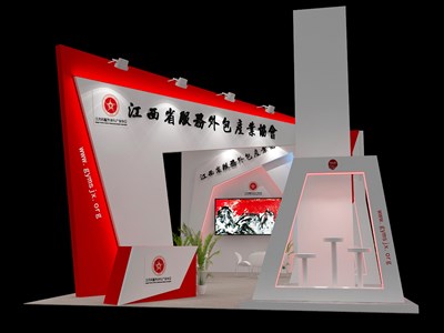 57平米展臺設(shè)計制作：四面開口/前衛(wèi)/木質(zhì)結(jié)構(gòu)/紅色，為工藝品展展商而作（免費(fèi)使用）