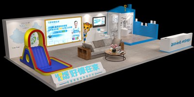 47.5平米展臺設(shè)計制作：三面開口/現(xiàn)代/木質(zhì)結(jié)構(gòu)/白色，為綜合展展商而作（免費使用）